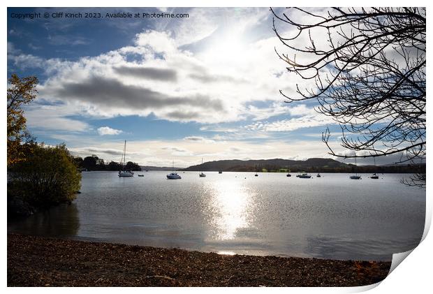 Lake Windermere from Borrans Park Print by Cliff Kinch