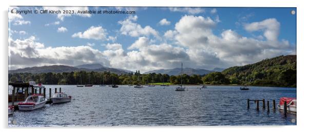 Across Windermere to the Langdales Acrylic by Cliff Kinch