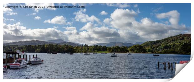 Across Windermere to the Langdales Print by Cliff Kinch
