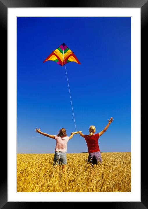 kite flying Framed Mounted Print by Dave Reede