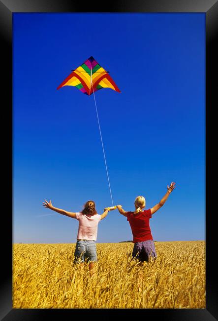 kite flying Framed Print by Dave Reede