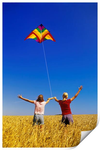 kite flying Print by Dave Reede