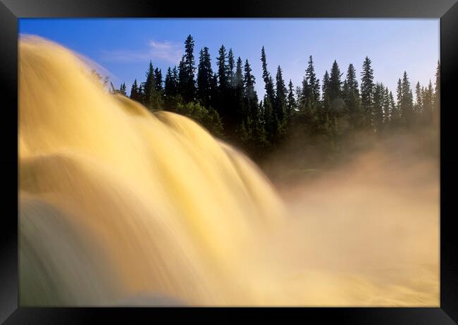 water tumbles over Pisew Falls Framed Print by Dave Reede