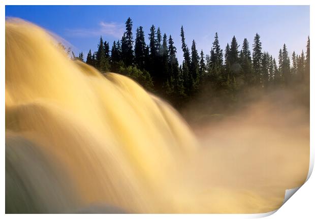 water tumbles over Pisew Falls Print by Dave Reede