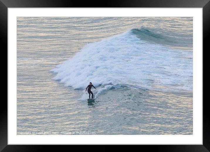 Newquay Cornwall Surfer Framed Mounted Print by David Pyatt