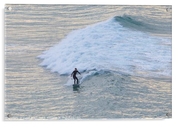 Newquay Cornwall Surfer Acrylic by David Pyatt