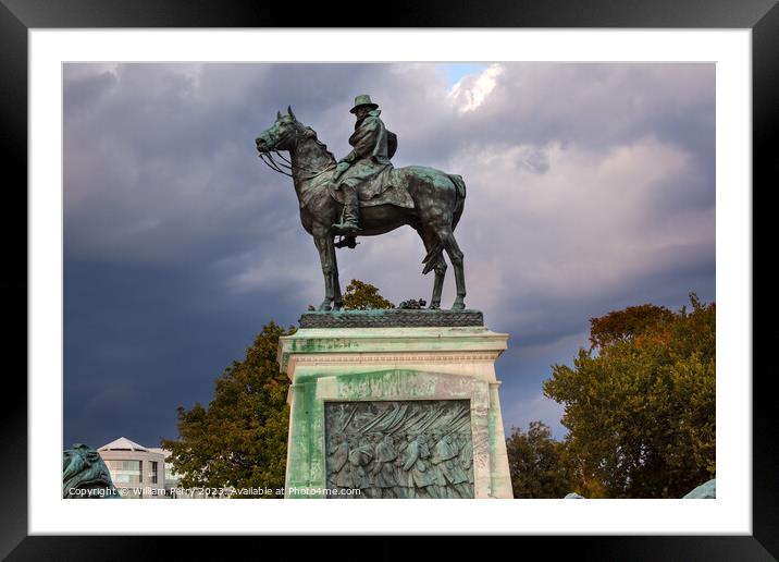US Grant Statue Memorial Stormy Skies Capitol Hill Washington DC Framed Mounted Print by William Perry