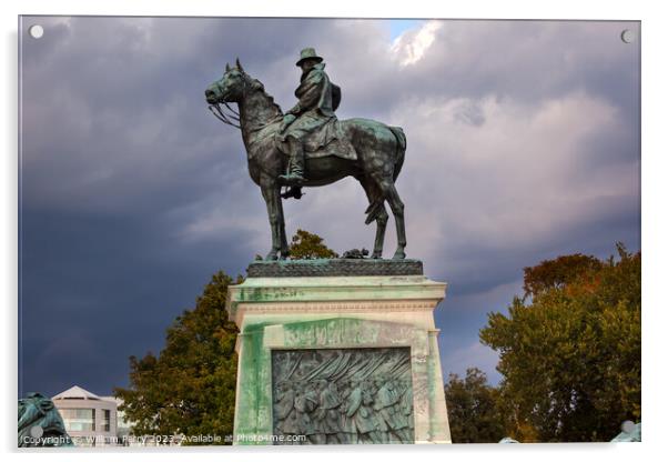US Grant Statue Memorial Stormy Skies Capitol Hill Washington DC Acrylic by William Perry