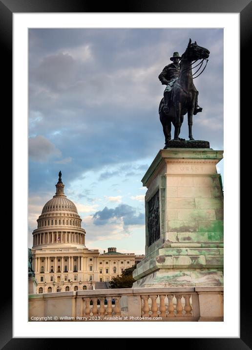 US Grant Statue Memorial Capitol Hill Washington DC Framed Mounted Print by William Perry