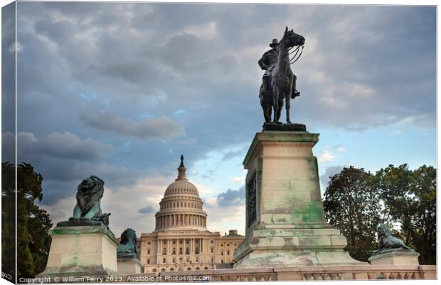 US Grant Statue Memorial Capitol Hill Washington DC Canvas Print by William Perry