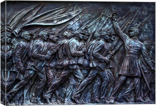 Union Soldiers Charging US Grant Statue Memorial Capitol Hill Wa Canvas Print by William Perry
