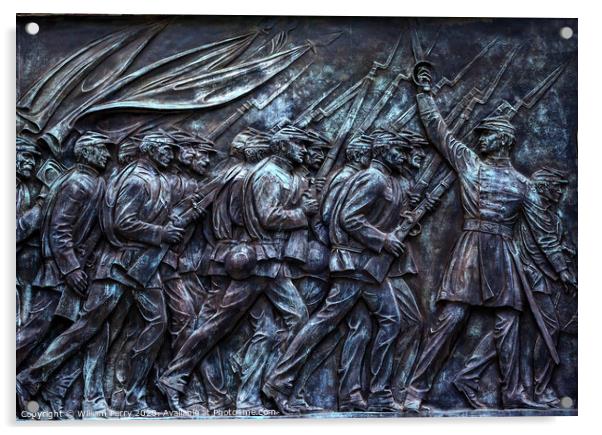 Union Soldiers Charging US Grant Statue Memorial Capitol Hill Wa Acrylic by William Perry