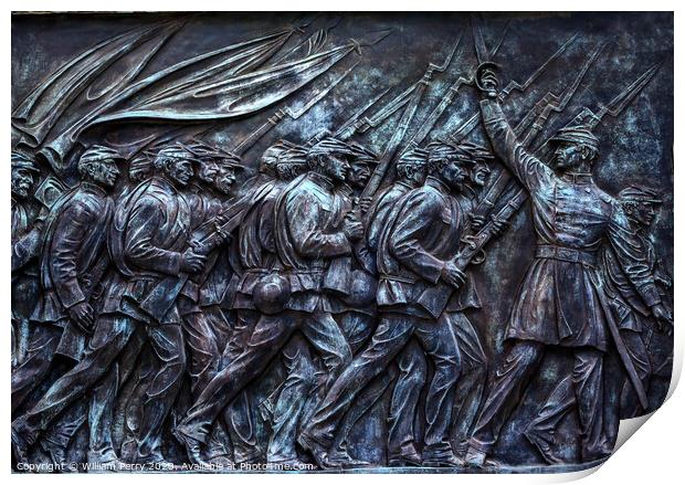 Union Soldiers Charging US Grant Statue Memorial Capitol Hill Wa Print by William Perry