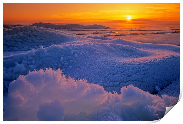 ice covered lake Print by Dave Reede