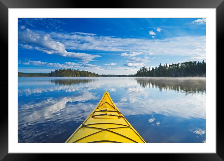 kayaking on Little Deer Lake Framed Mounted Print by Dave Reede