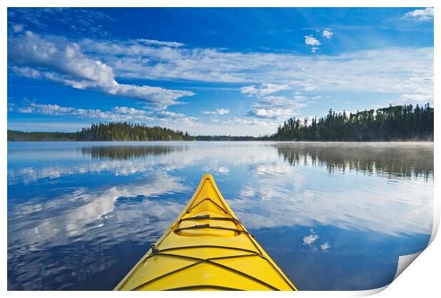 kayaking on Little Deer Lake Print by Dave Reede