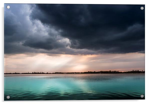 Turquoise lake under the cloudy sky Acrylic by Dejan Travica