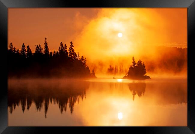 sunrise over Fenton Lake Framed Print by Dave Reede