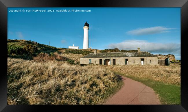 Covesea Skerries Lighthouse, A Serene Sentinel Framed Print by Tom McPherson