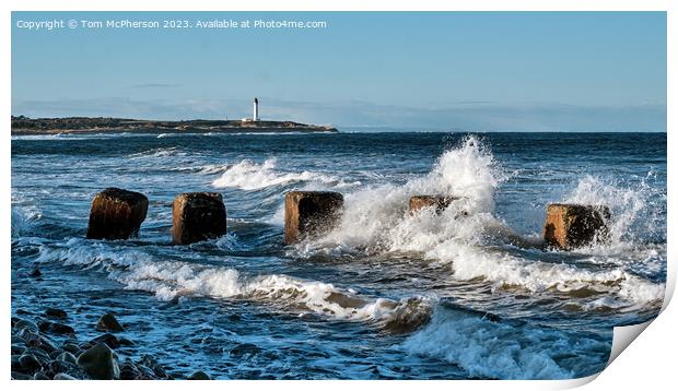 Covesea Lighthouse, Lossiemouth Seascape Print by Tom McPherson