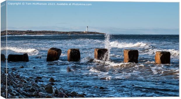 Covesea Skerries Lighthouse seascape Canvas Print by Tom McPherson