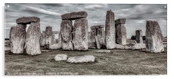 Stonehenge Black & White  Acrylic by James Allen