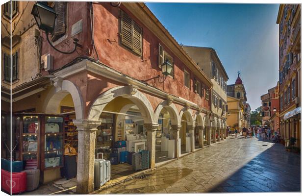Venetian architecture in old Corfu town Canvas Print by Kevin Hellon