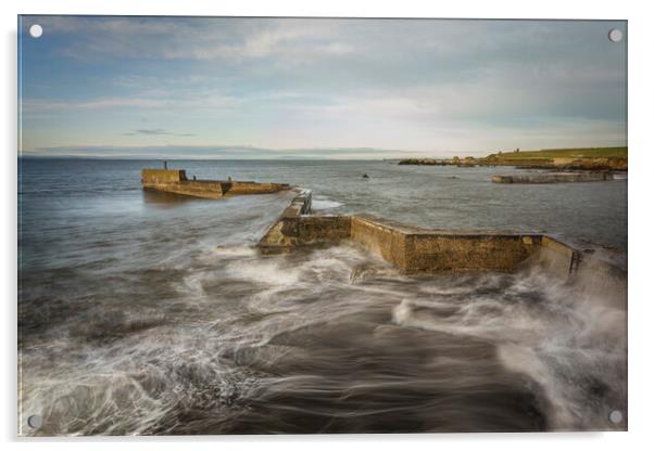 St Monan's breakwater Acrylic by Garry Quinn