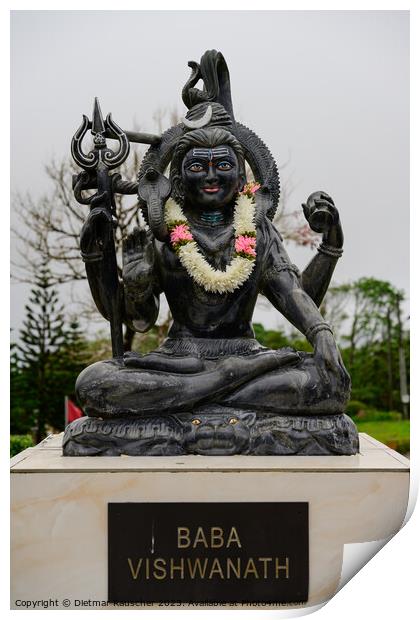 Baba Vishwanath Statue of Shiva in Grand Bassin, Mauritius Print by Dietmar Rauscher