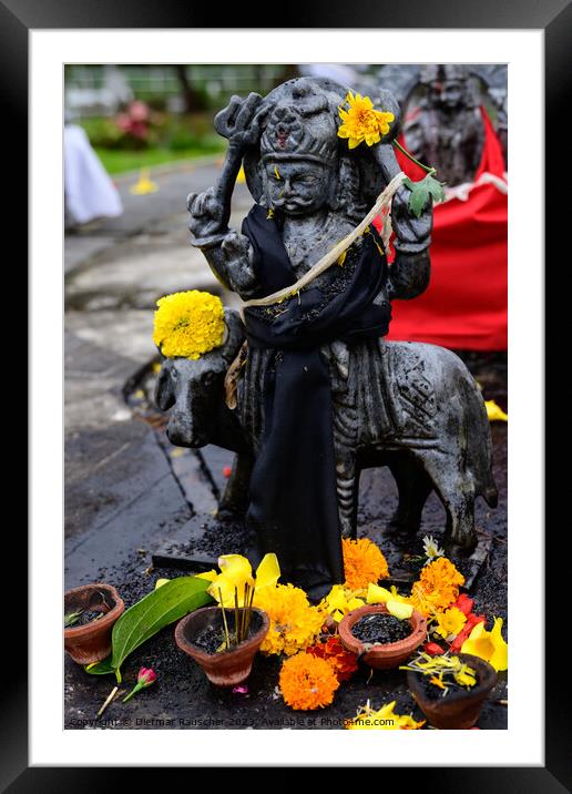 Shani Dev Hindu God Statue in Grand Bassin, Mauritius Framed Mounted Print by Dietmar Rauscher
