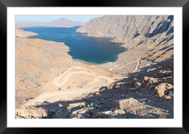 Khor Najd - Khawr Najd lagoon, Musandam, Oman Framed Mounted Print by Dave Collins