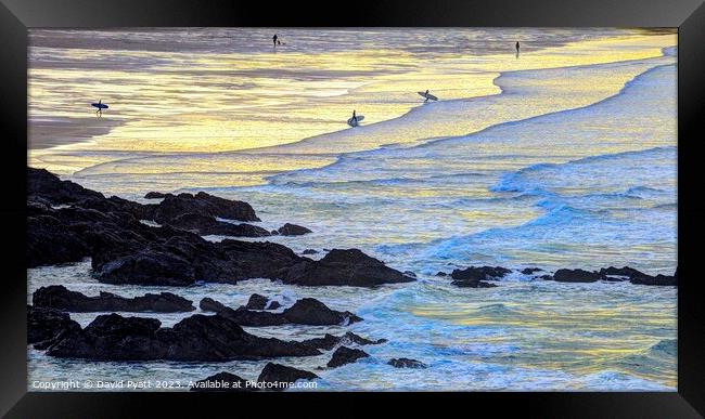 Newquay Beach Seascape Panorama Framed Print by David Pyatt