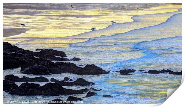 Newquay Beach Seascape Panorama Print by David Pyatt