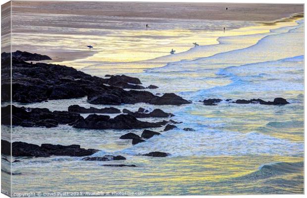 Newquay Beach Sunset Canvas Print by David Pyatt