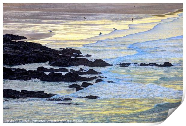 Newquay Beach Sunset Print by David Pyatt