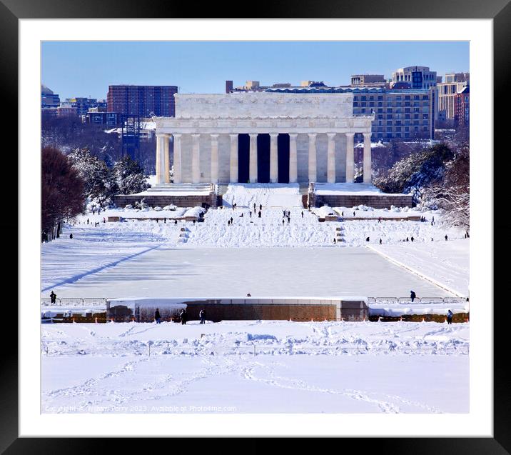 Lincoln Memorial After Snow Washington DC Framed Mounted Print by William Perry