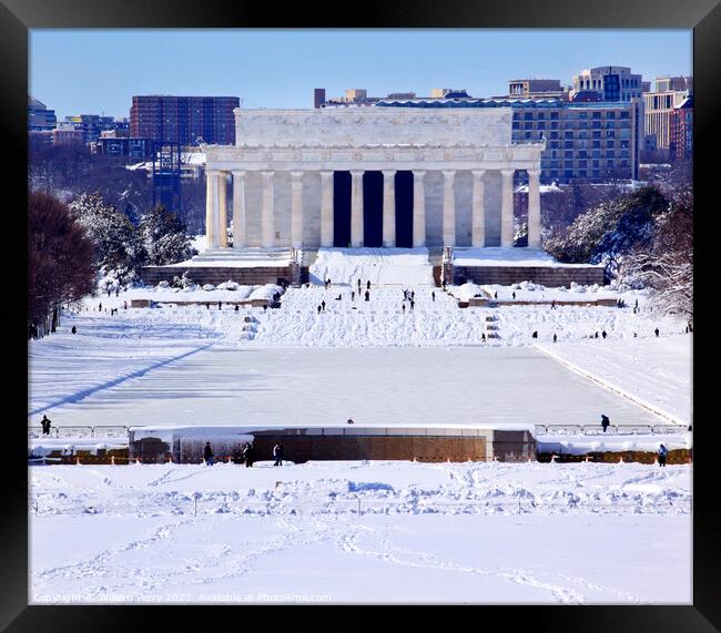 Lincoln Memorial After Snow Washington DC Framed Print by William Perry