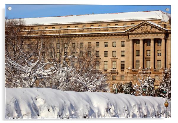 Justice Department After the Snow Constitution Avenue Washington Acrylic by William Perry