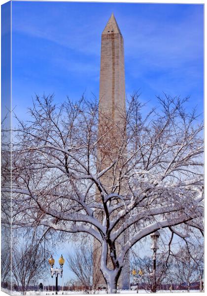 Washington Monument After the Snow Washington DC Canvas Print by William Perry