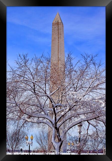 Washington Monument After the Snow Washington DC Framed Print by William Perry