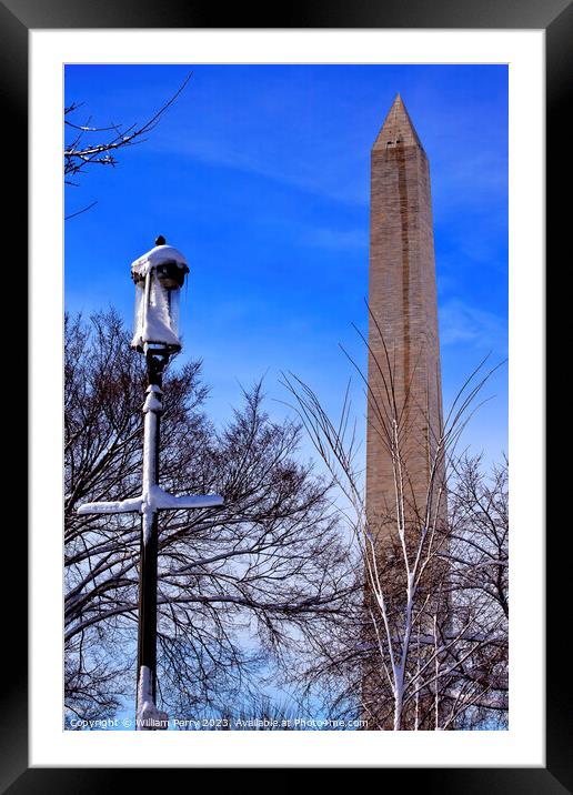 Washington Monument After the Snow Washington DC Framed Mounted Print by William Perry