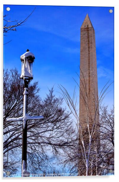 Washington Monument After the Snow Washington DC Acrylic by William Perry
