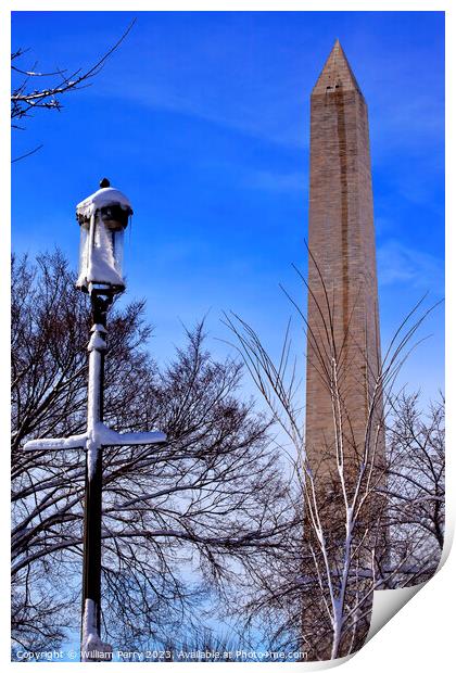 Washington Monument After the Snow Washington DC Print by William Perry