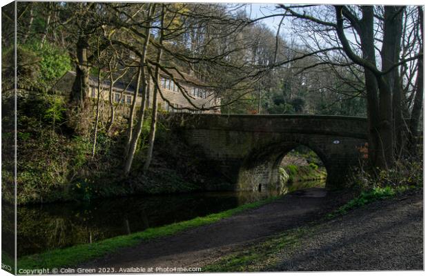 High Royd Bridge and the Rochdale Canal Canvas Print by Colin Green