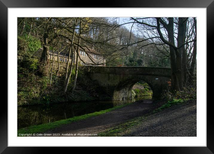 High Royd Bridge and the Rochdale Canal Framed Mounted Print by Colin Green