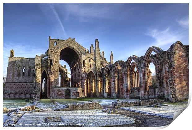 Melrose Abbey From The West Print by Lynne Morris (Lswpp)