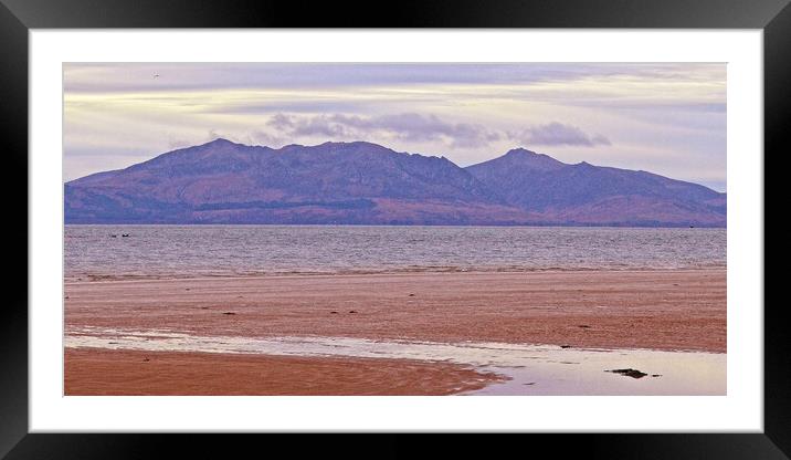 Arran mountains, Seamill beach Framed Mounted Print by Allan Durward Photography
