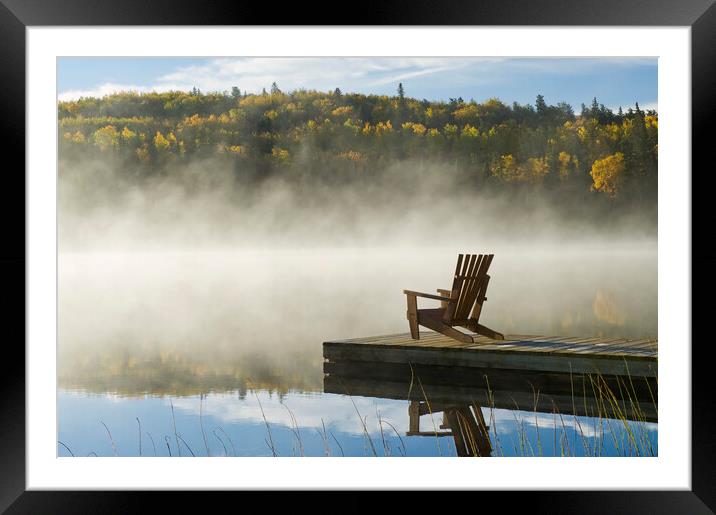 chair on dock Framed Mounted Print by Dave Reede