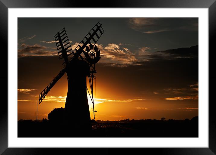 Sunsets behind Thurne Mill Framed Mounted Print by Stephen Mole