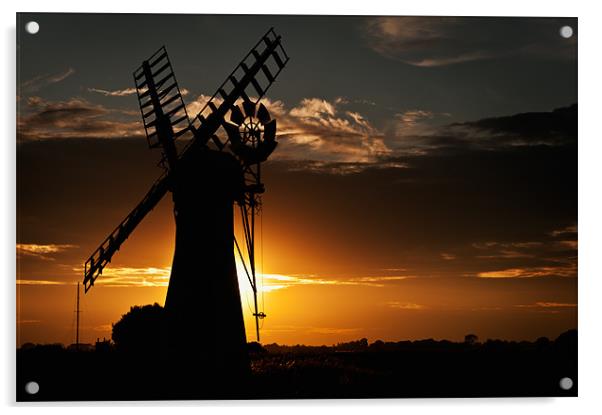 Sunsets behind Thurne Mill Acrylic by Stephen Mole